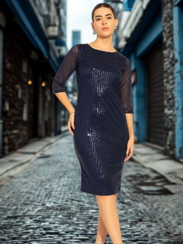 Women Embellished Sheath Knee Length Dress