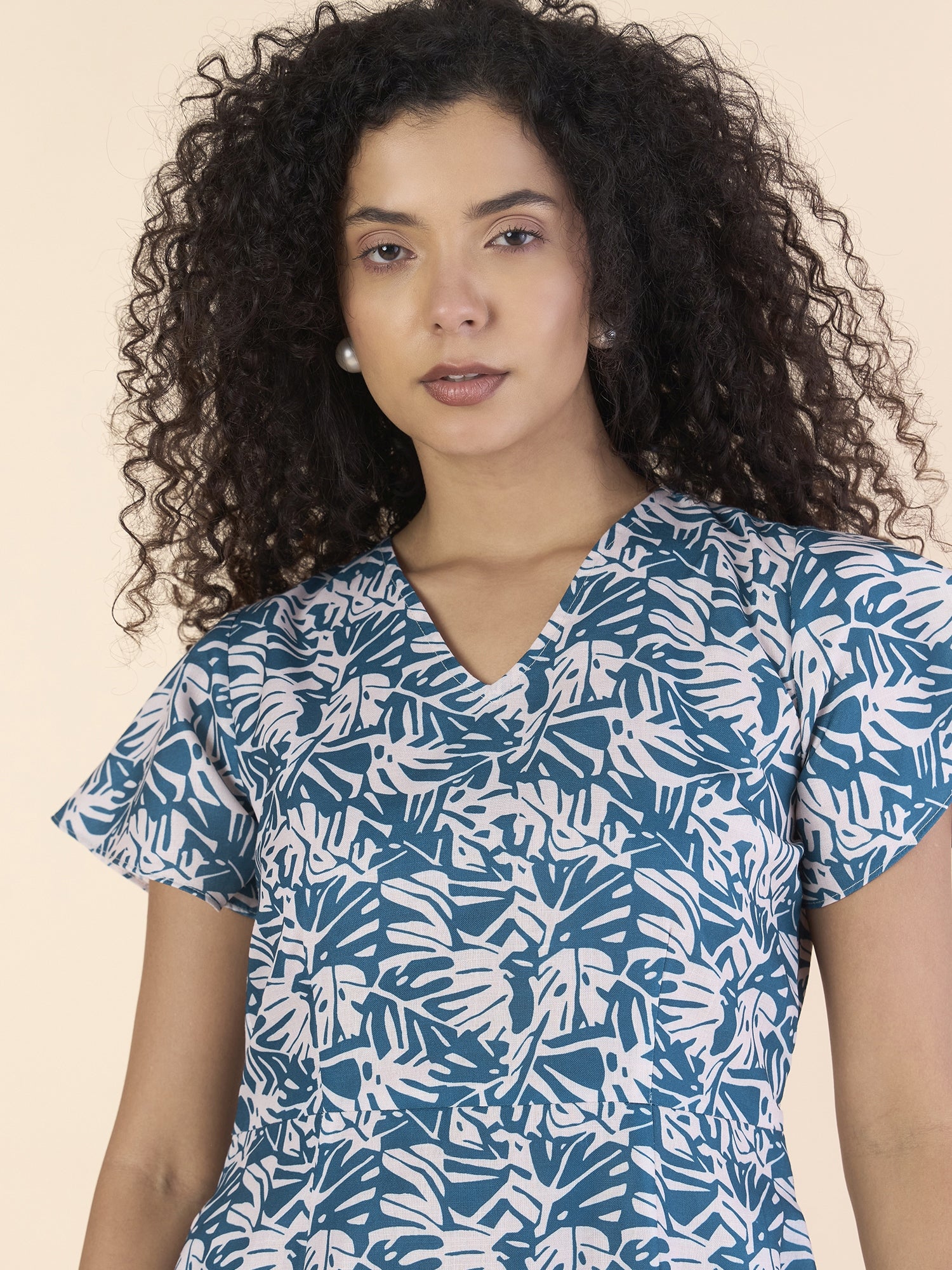 Women V-Neck Floral Printed A-line dress