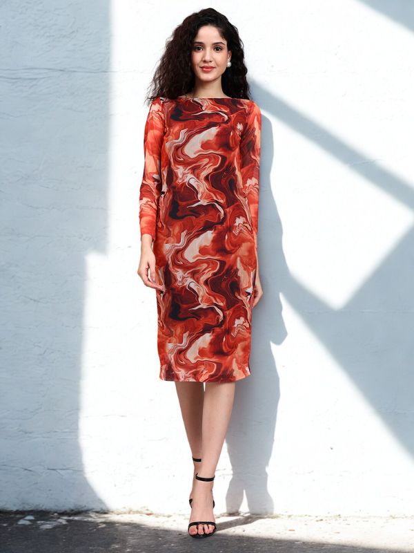 Bodycon Mesh Printed Dress