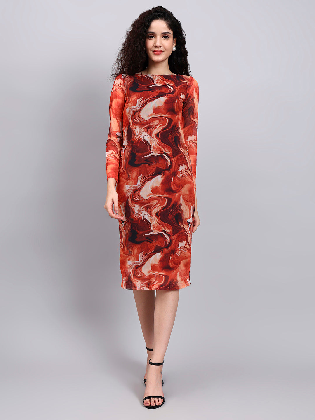 Bodycon Mesh Printed Dress