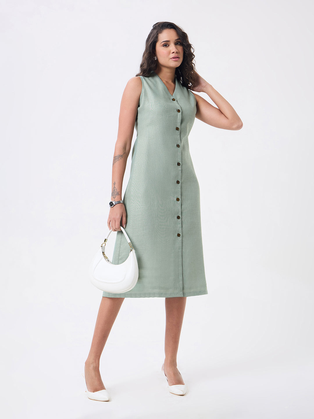 women straight dress Women Green Knee Length Straight Dress
