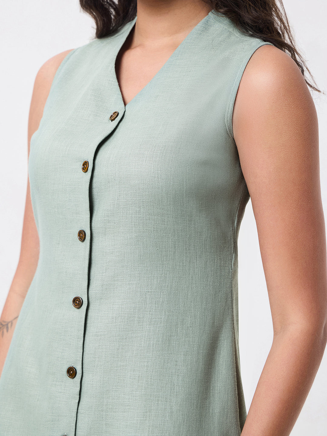 Women Green Knee Length Straight Dress