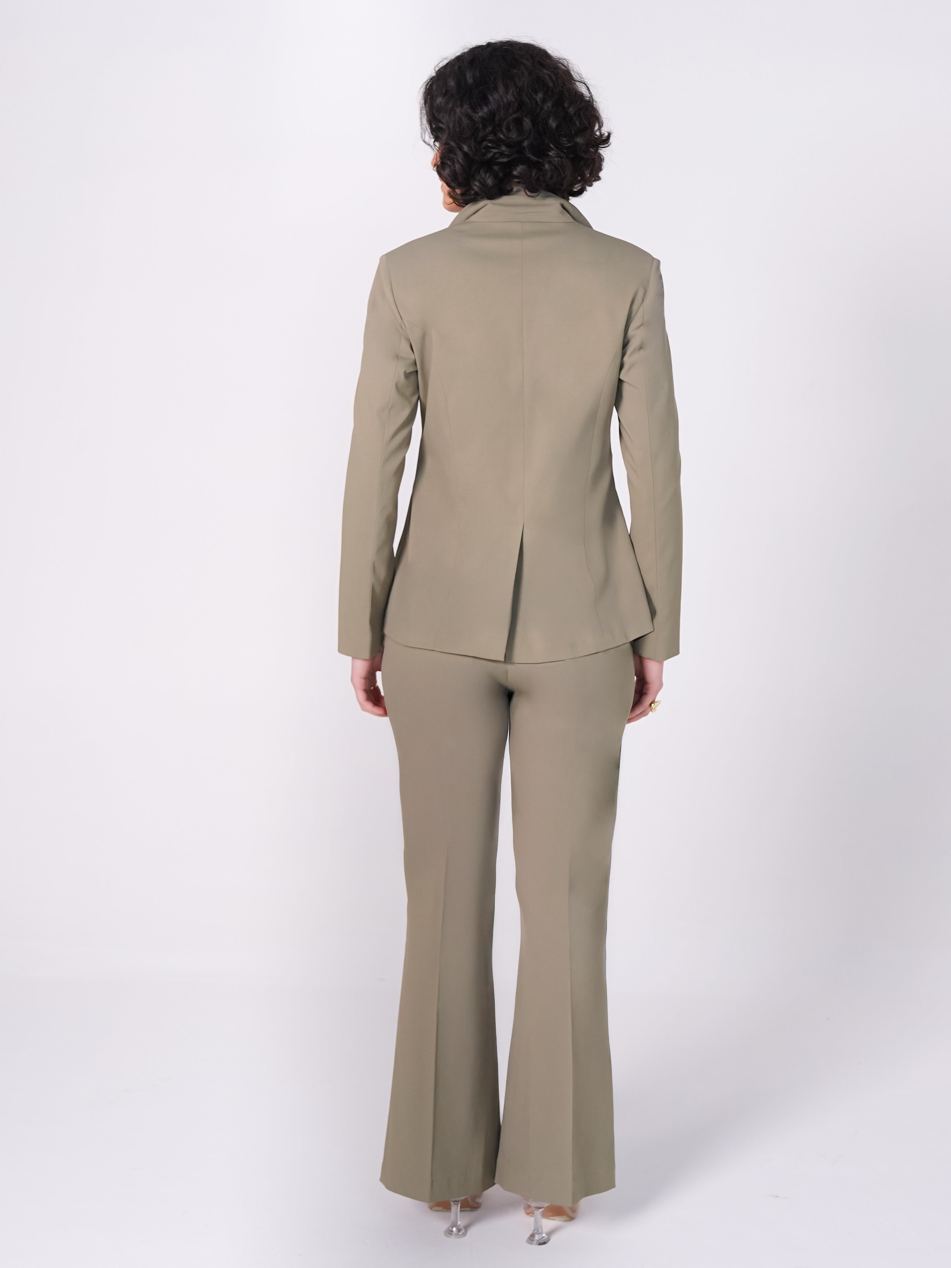 Women Stretch-Fit Pastel Fern Green Power Suit