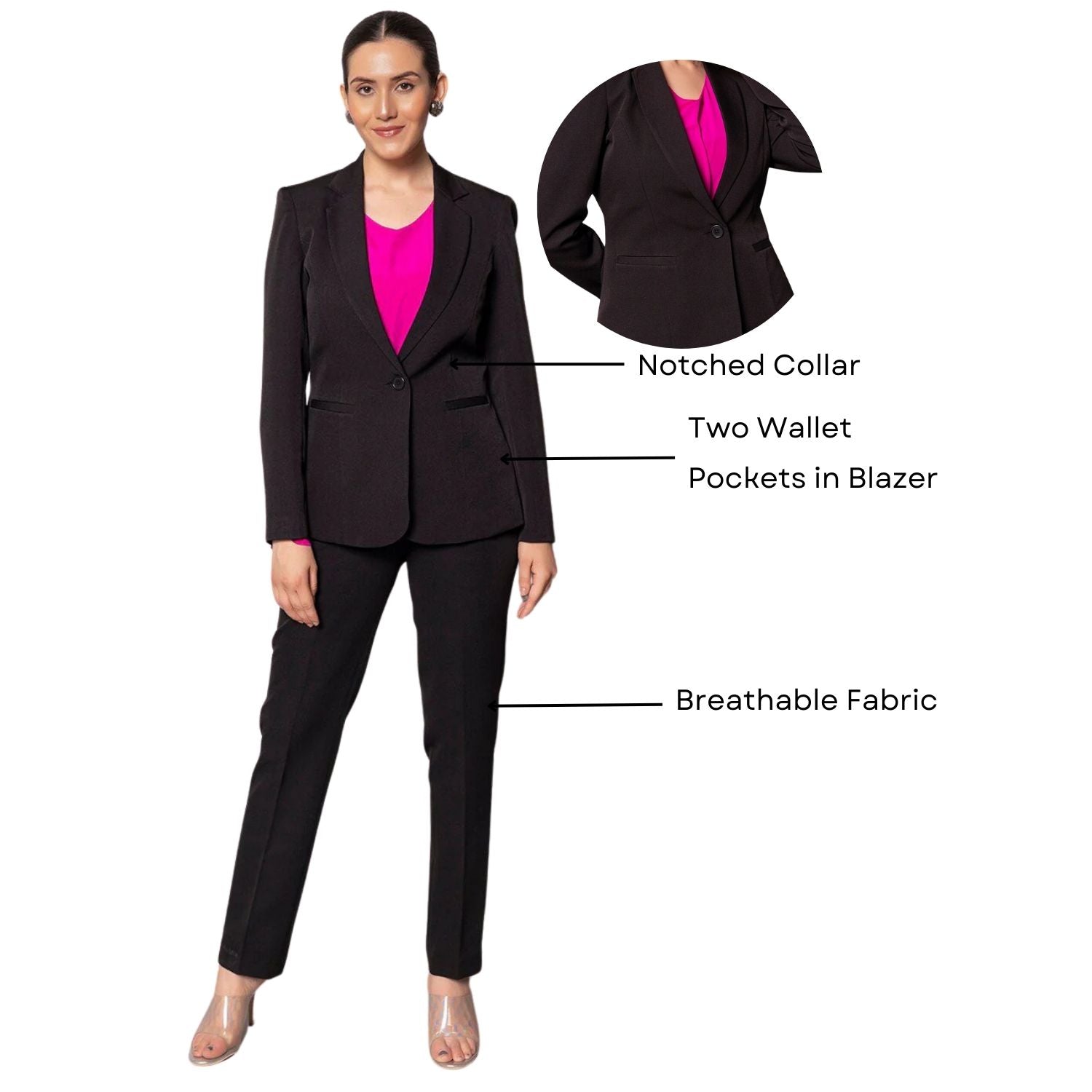 Women Notched Lapel Single-Breasted 2-Pieces Suits