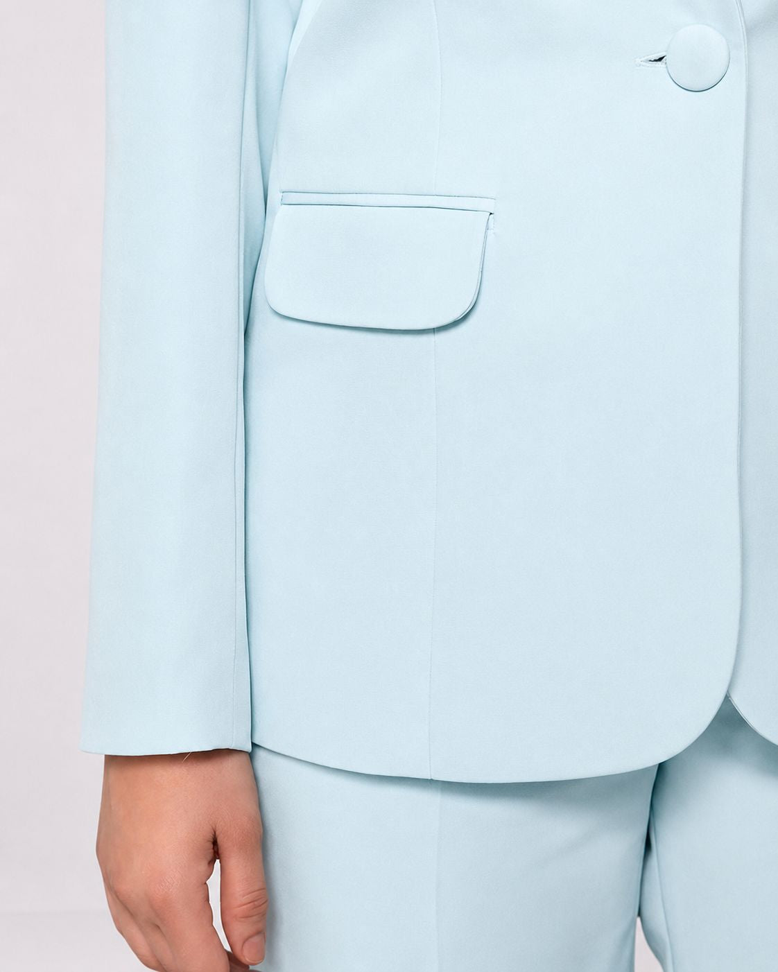 Women Blue Single Breasted Stretch Pant Suit