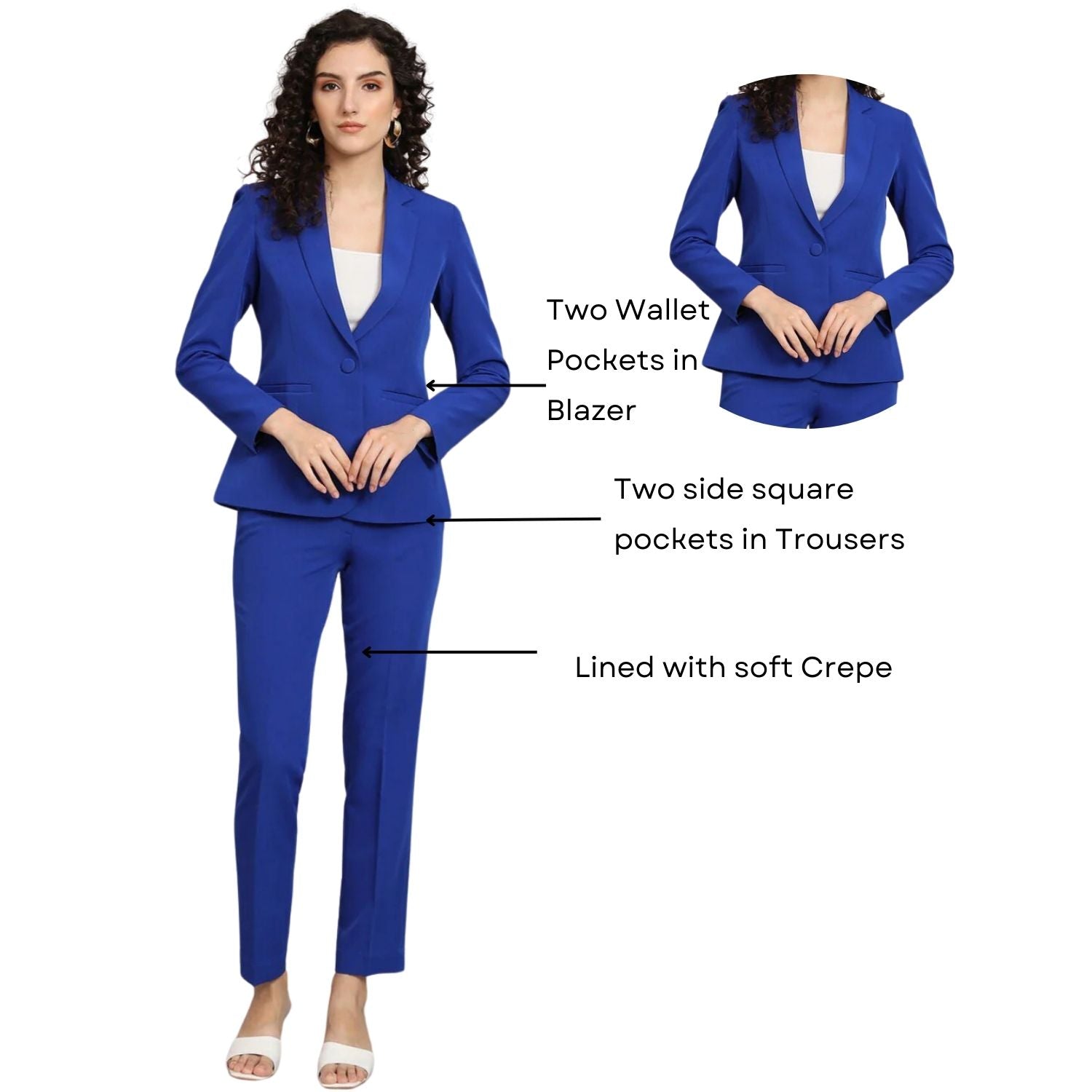 Women Notched Collar Stretch Pant Suit
