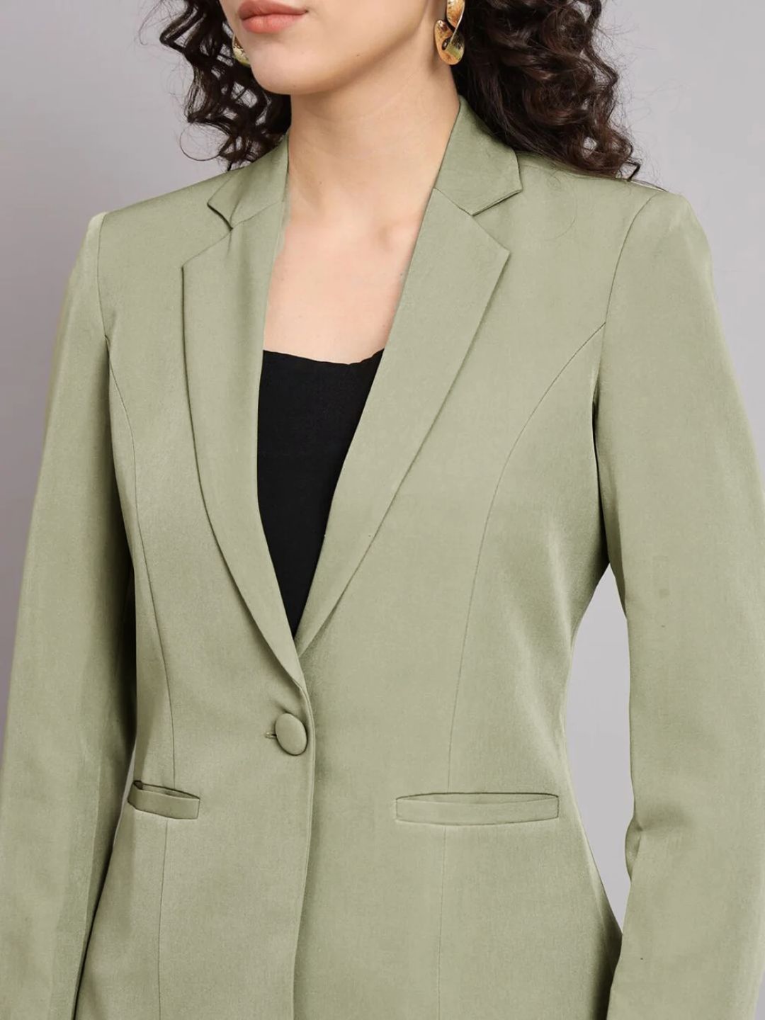 Women Green Single-Breasted Formal Suit