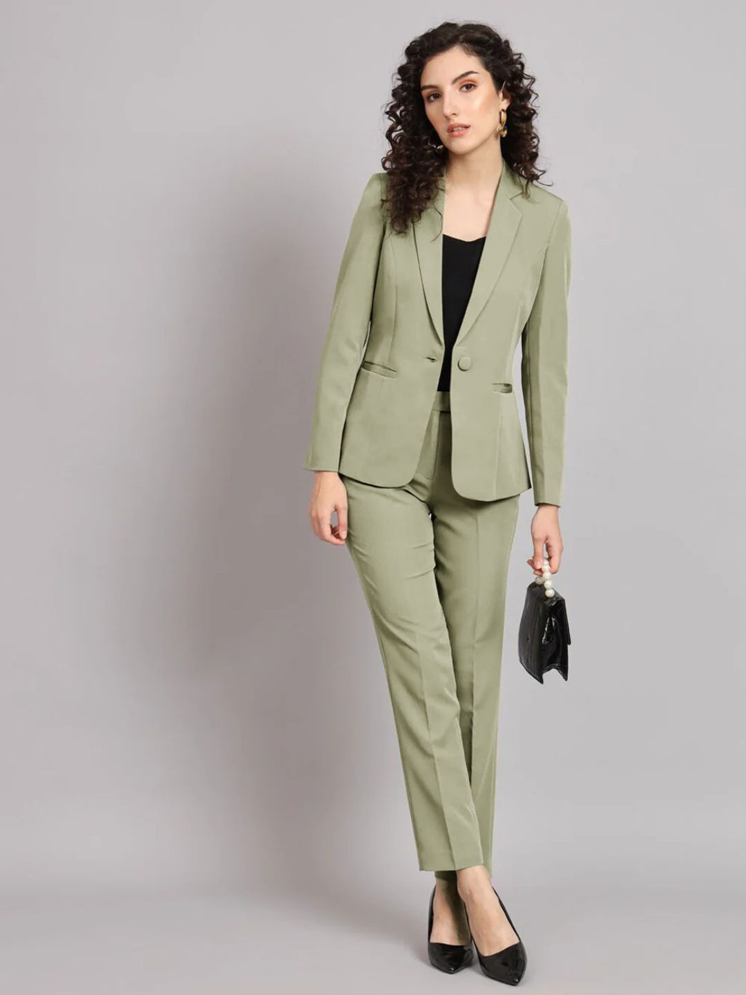 Women Green Single-Breasted Formal Suit