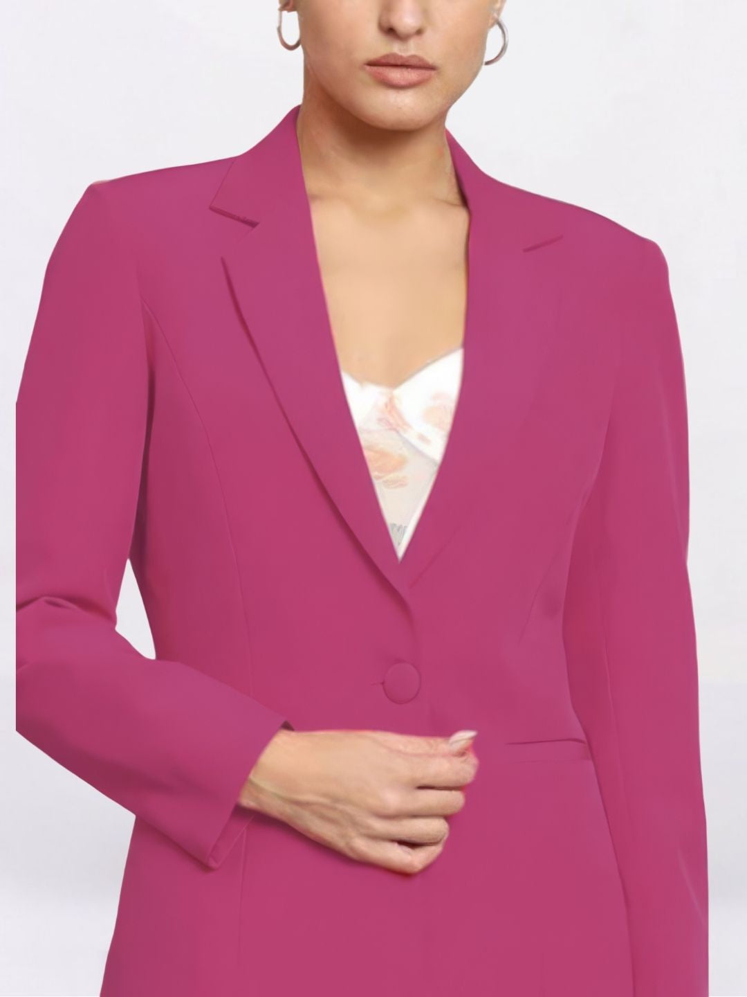Women Hot Pink Single Breasted Formal Powersuit