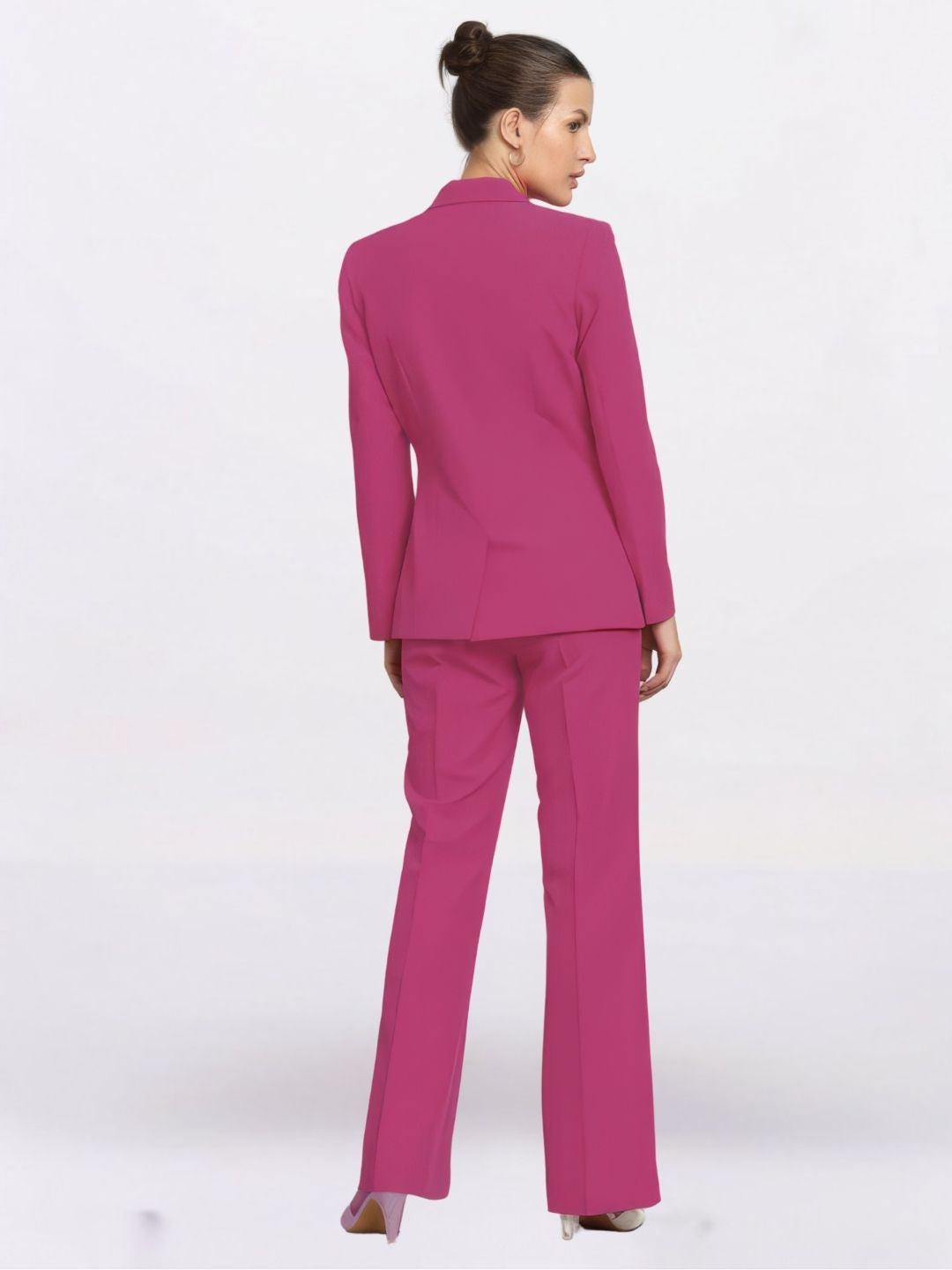 Women Hot Pink Single Breasted Formal Powersuit