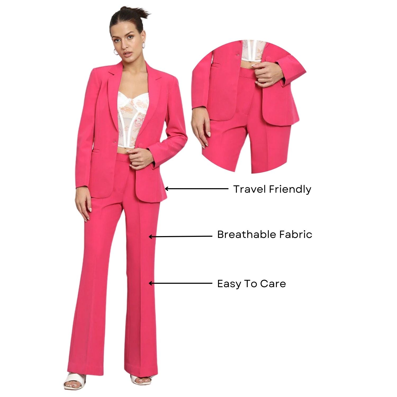Women Slim Fit Single Breasted 2 Piece Formal Suit