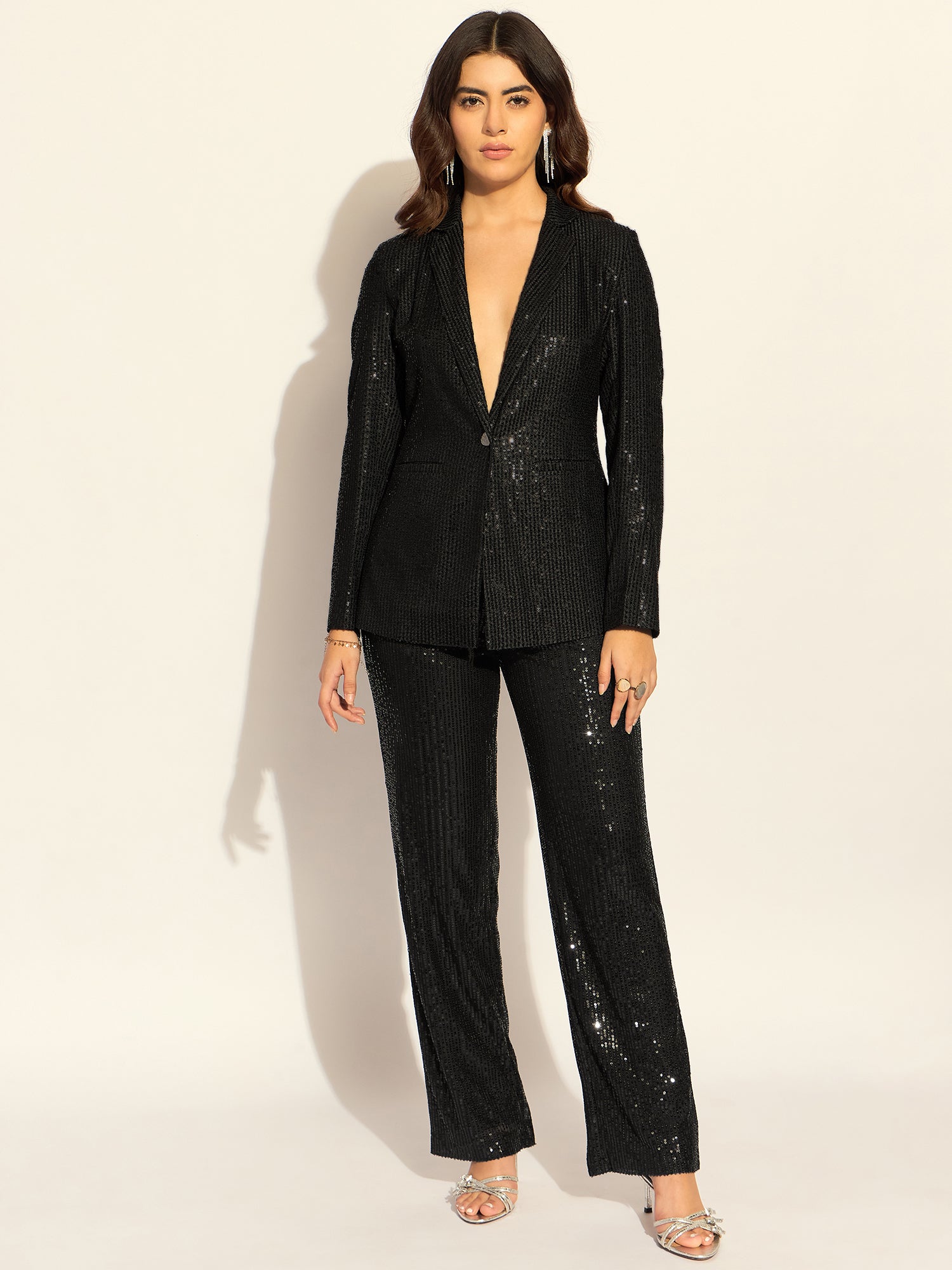 Women Single-Breasted Party Blazer With Trousers
