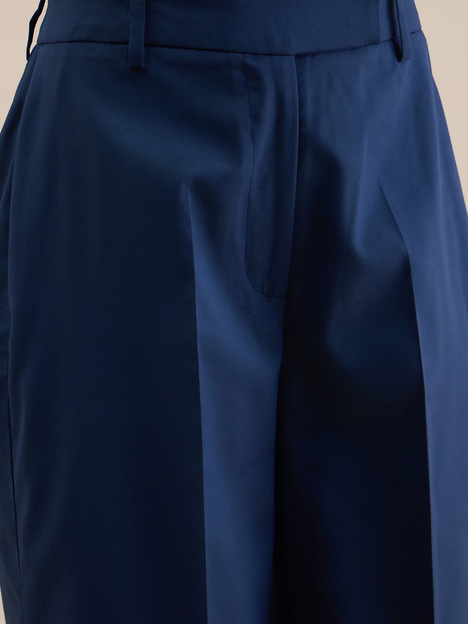 Women Navy Blue U-Neck Tailored Waistcoat With Straight Fit Co-Ords