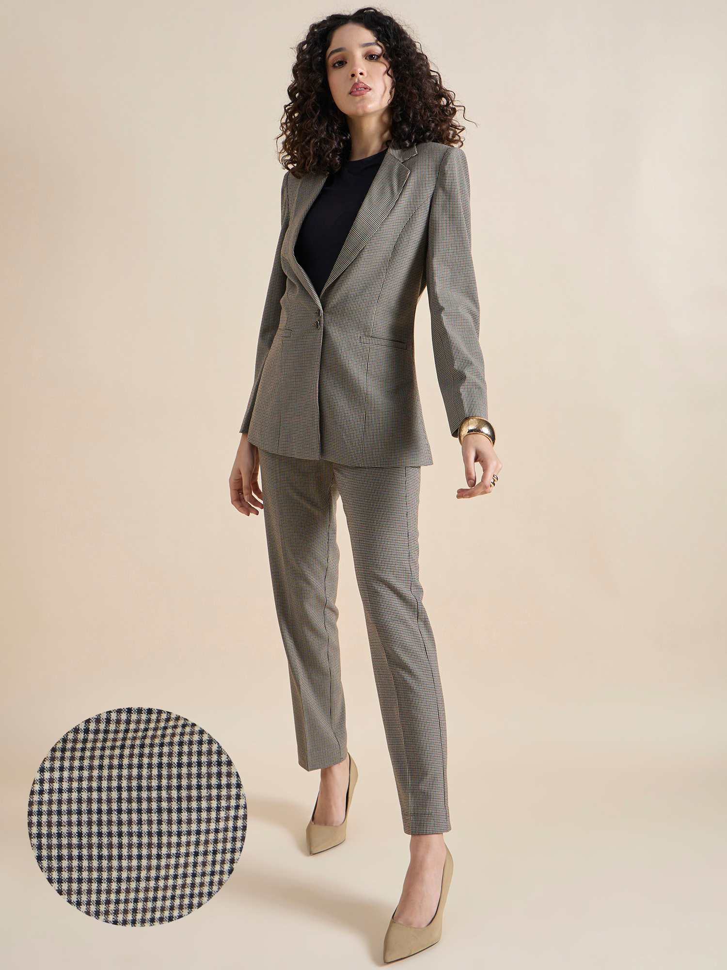 Women Checked Single-Breasted Formal Suit