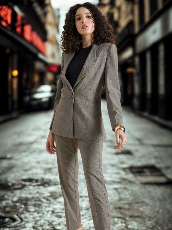 Women Checked Single-Breasted Formal Suit