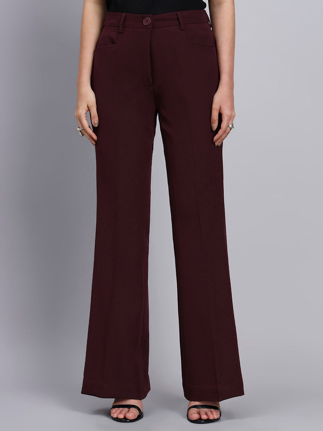 Women Burgundy Single Breasted Formal Pantsuit