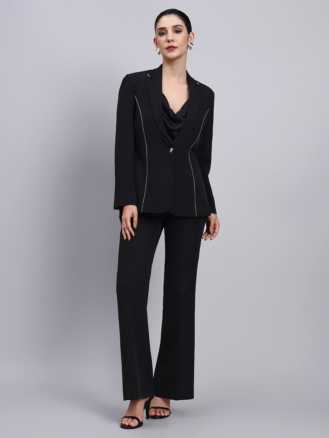 Tailored Embellished Contour Black Blazer Set