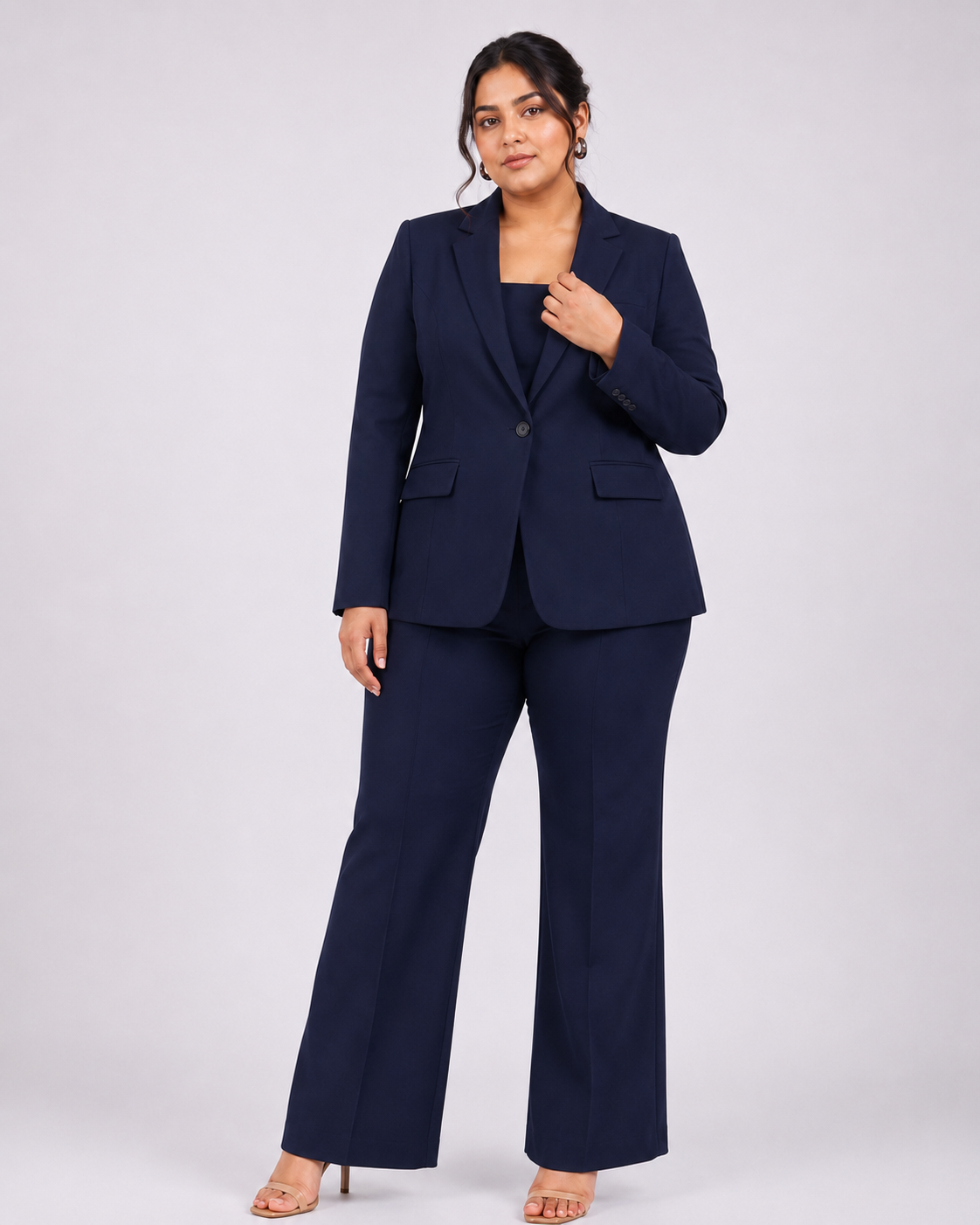 Women Navy Blue Single Breasted formal Pantsuit