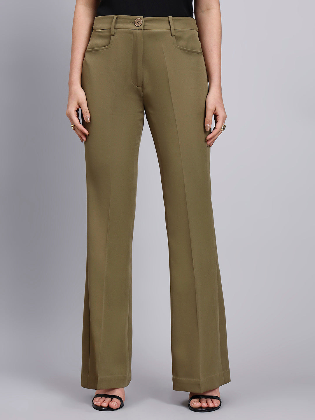 Women Willow Green Stretch Formal Pantsuit