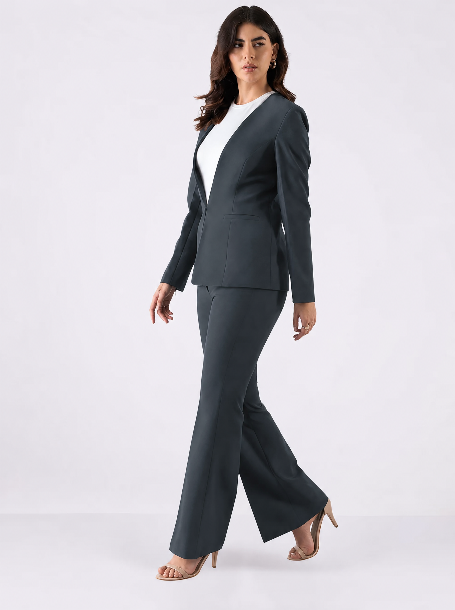Womens Grey Formal Pantsuit
