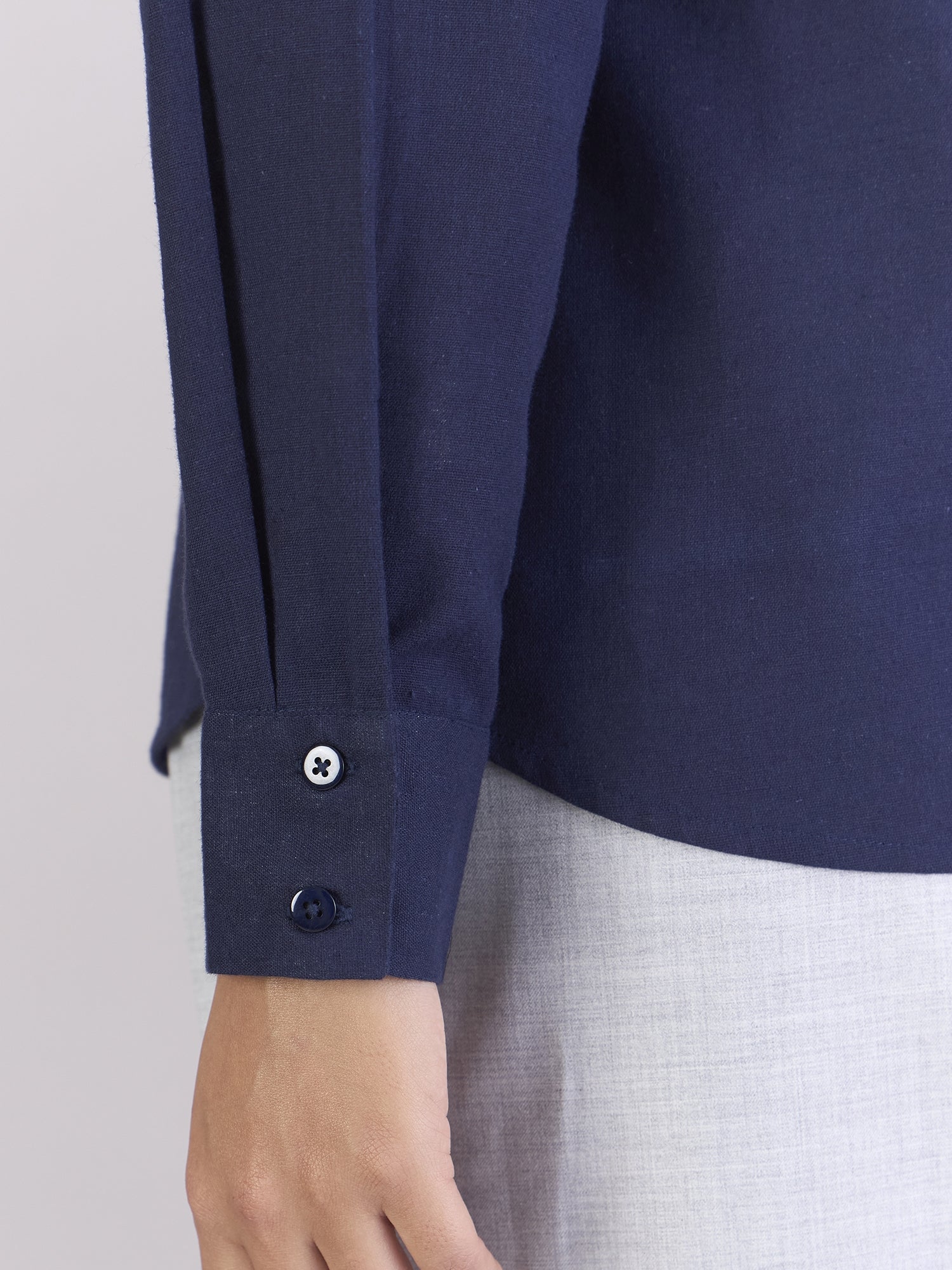 Navy Lightweight Pure-Cotton Relax-fit Shirt