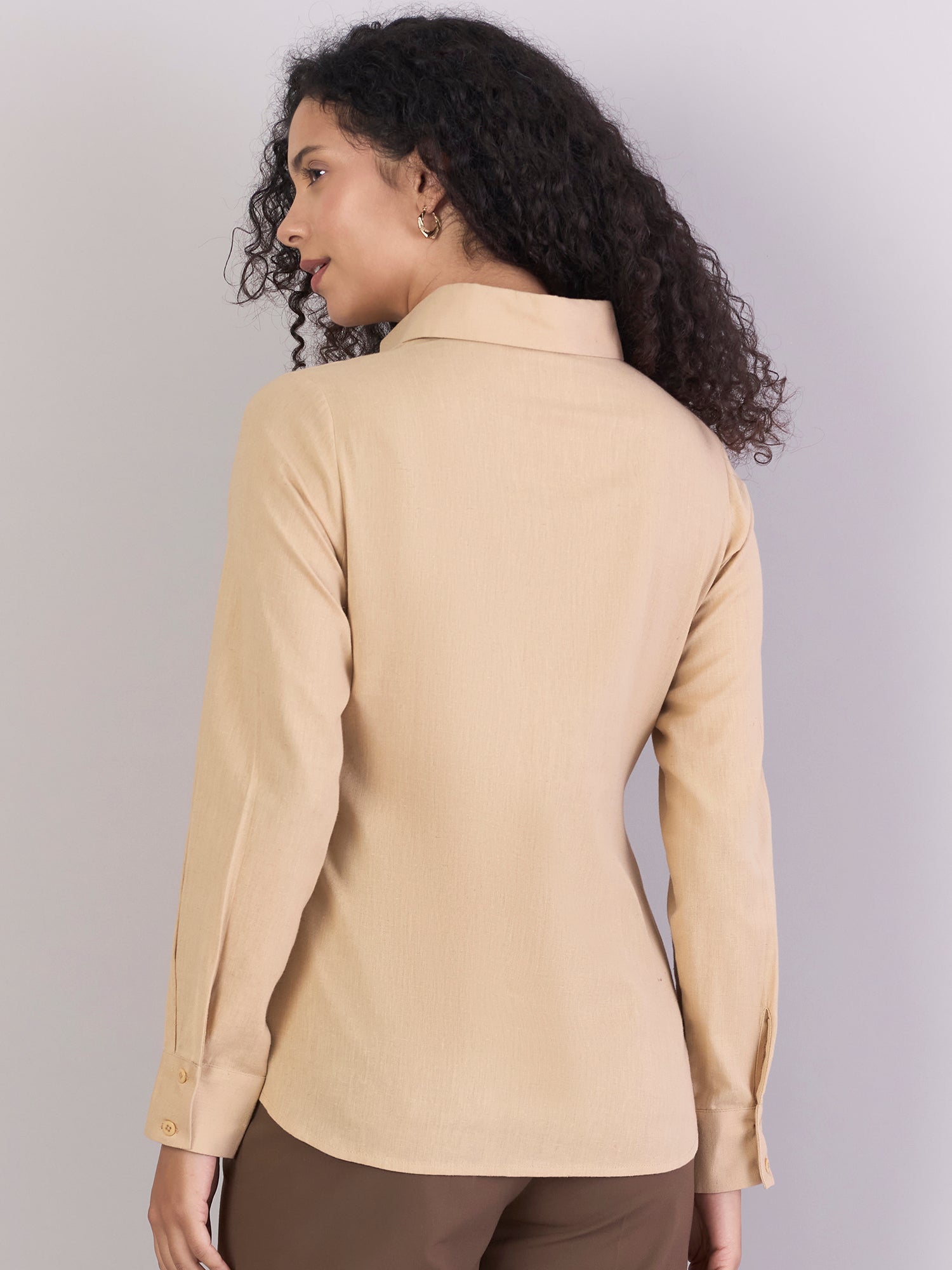 Beige Lightweight Pure-Cotton Relax-Fit Shirt