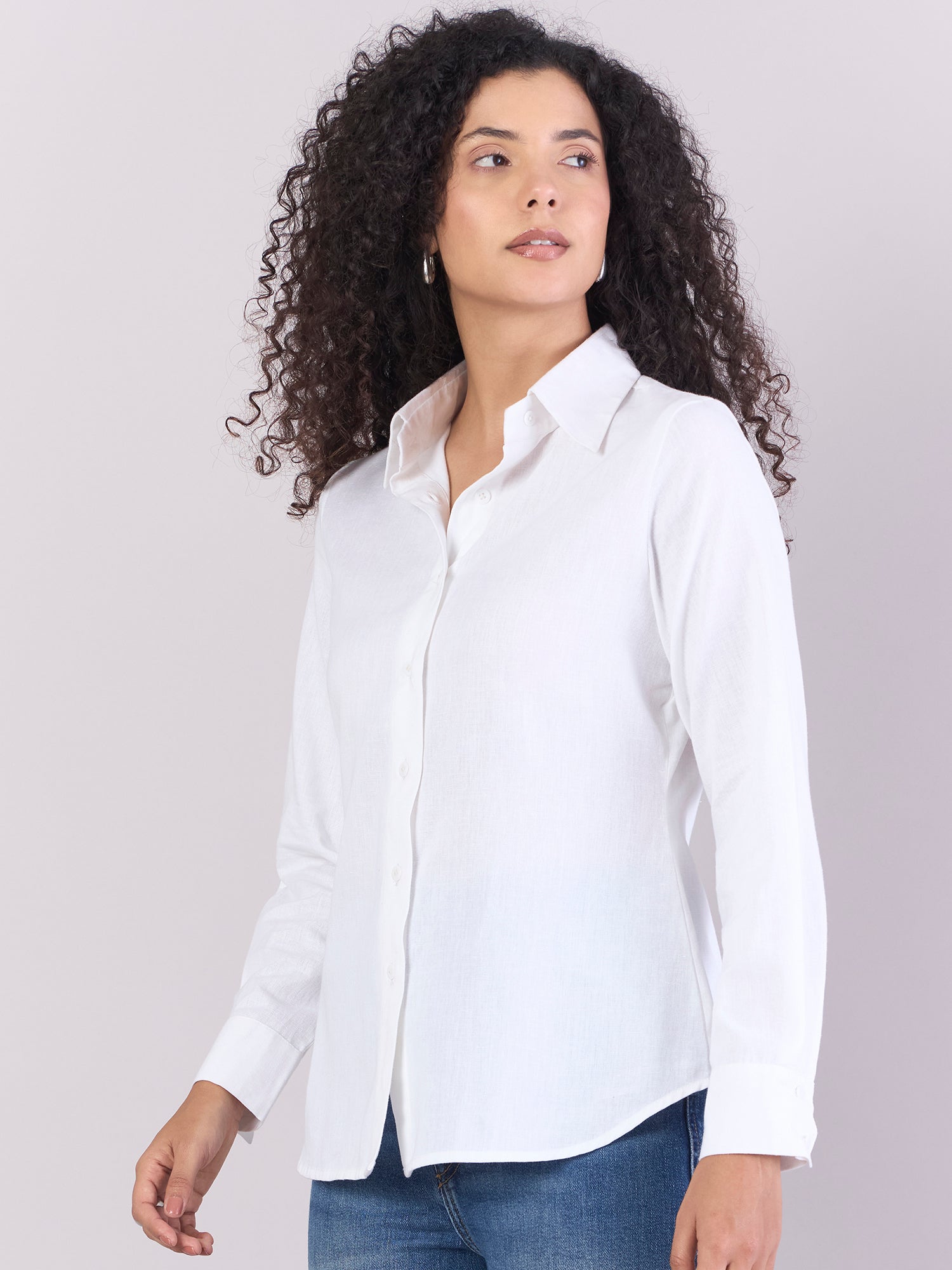 White Lightweight Pure-Cotton Relax-Fit Shirt