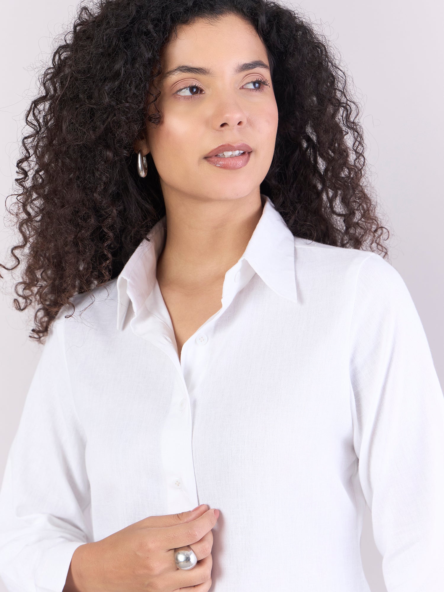 White Lightweight Pure-Cotton Relax-Fit Shirt