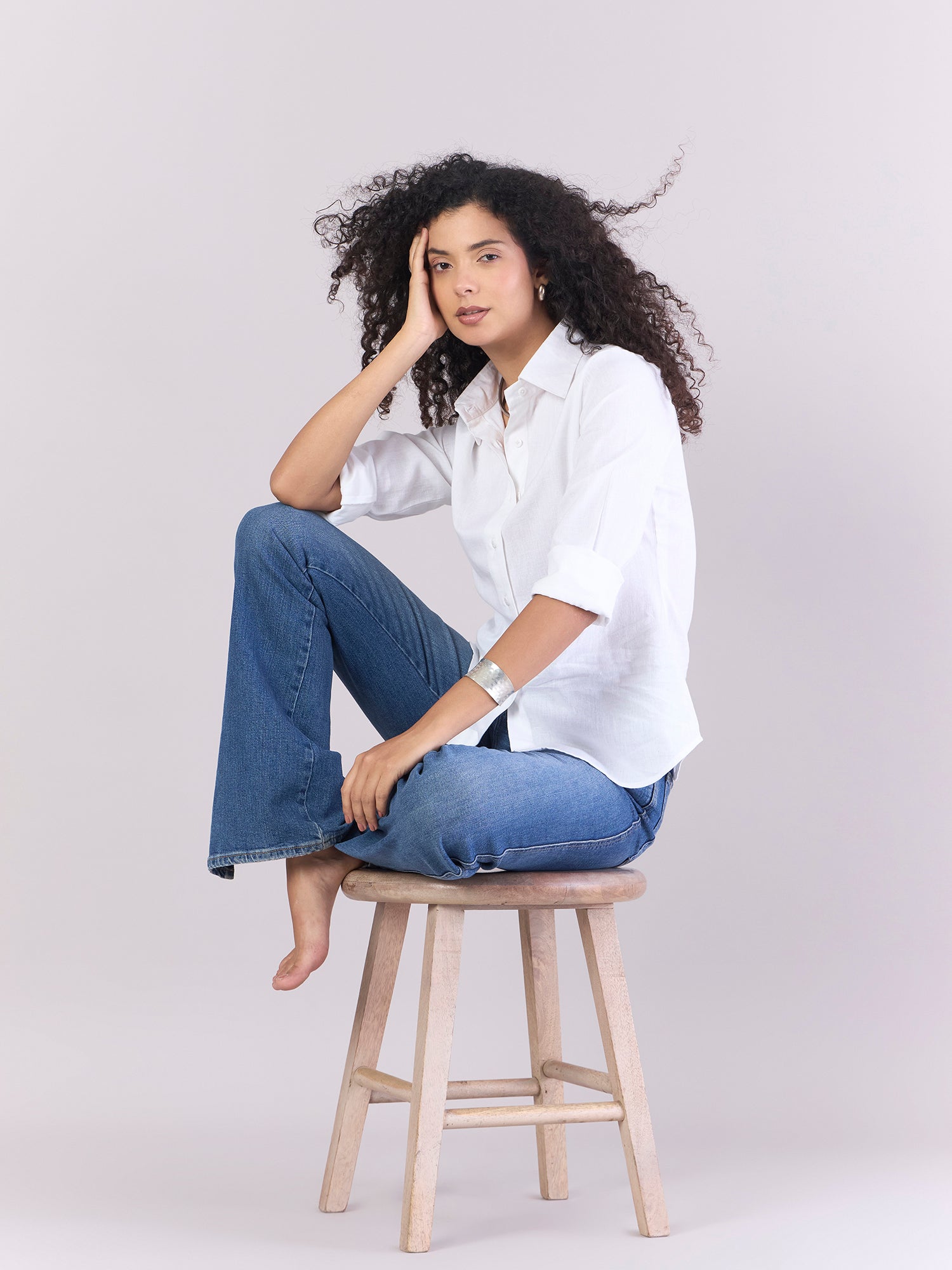 White Lightweight Pure-Cotton Relax-Fit Shirt