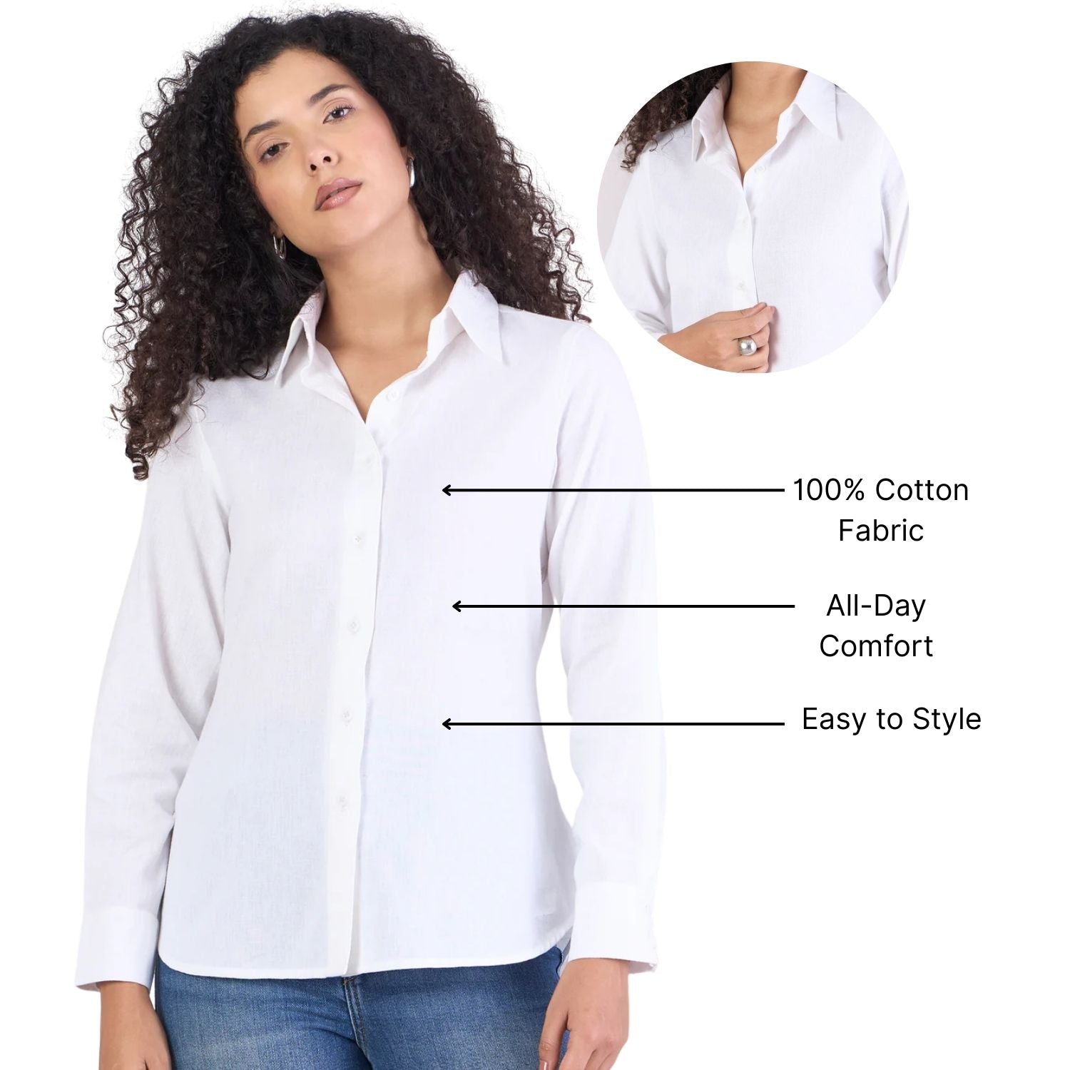 White Lightweight Pure-Cotton Relax-Fit Shirt