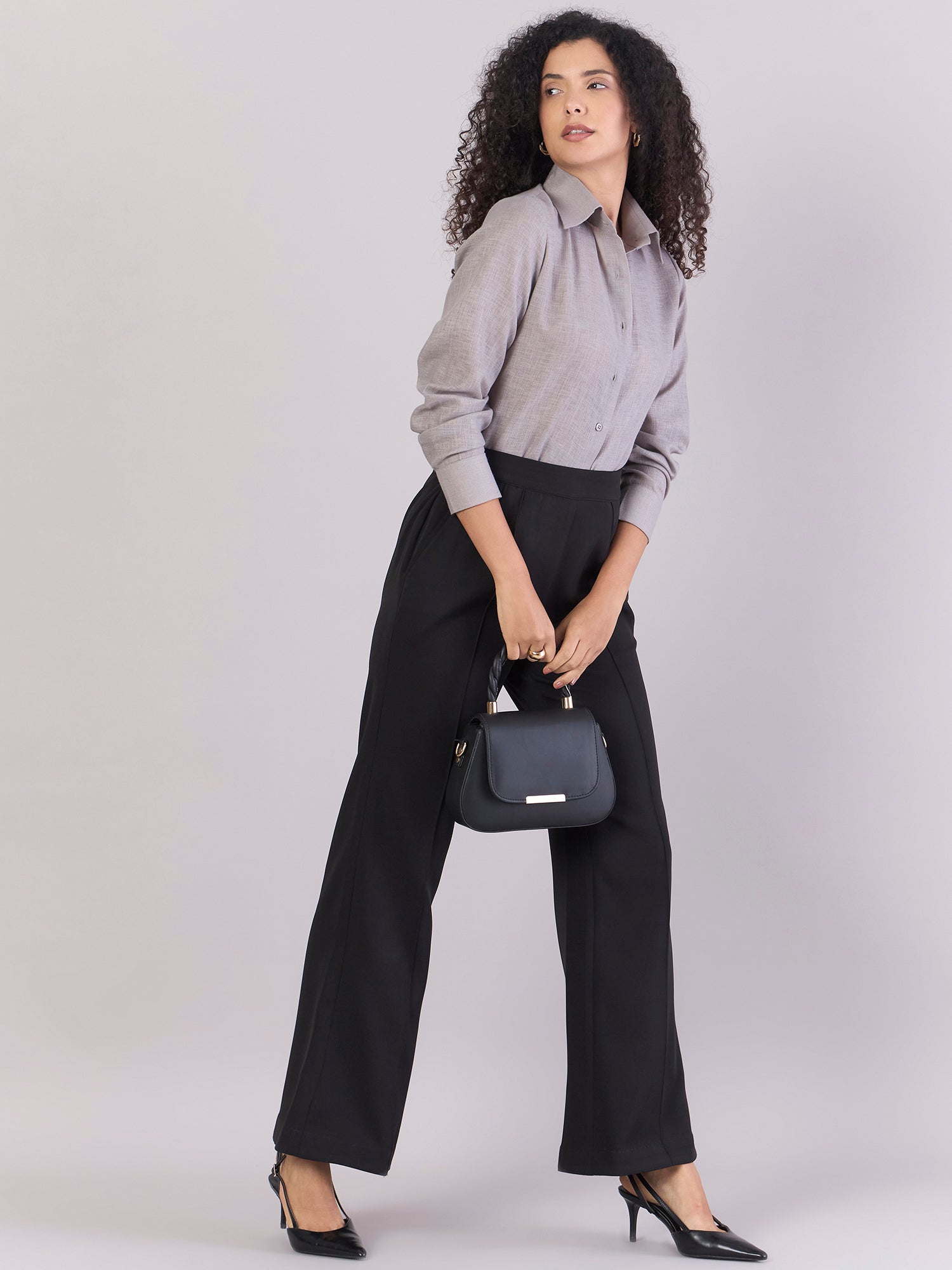 Grey Lightweight Button-Up Soft Textured Shirt