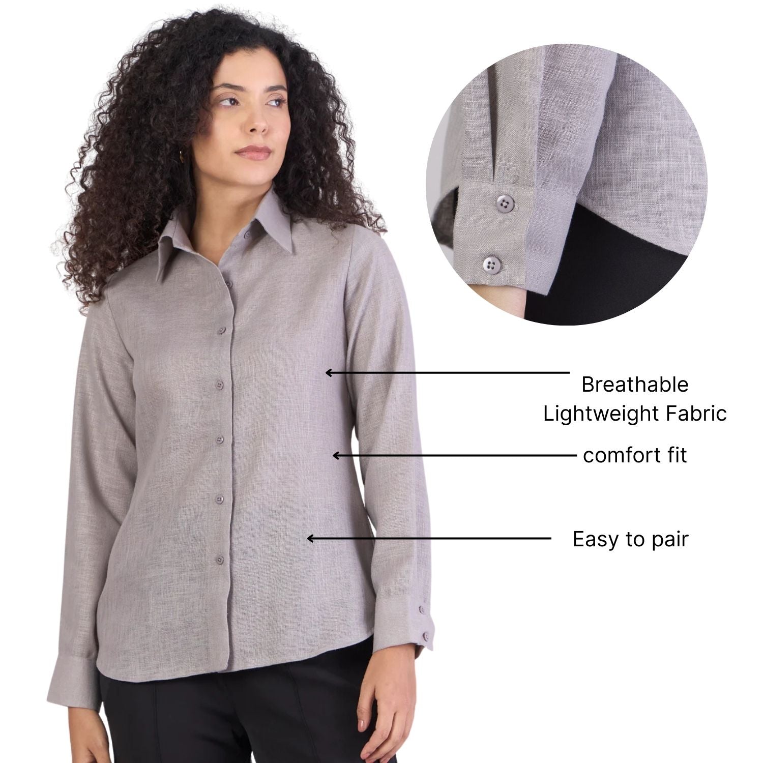 Grey Lightweight Button-Up Soft Textured Shirt