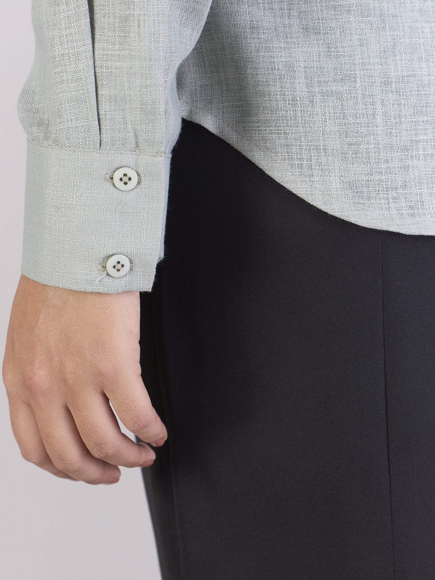 Dusty-Sage Green Lightweight Button-Up Soft Textured Shirt