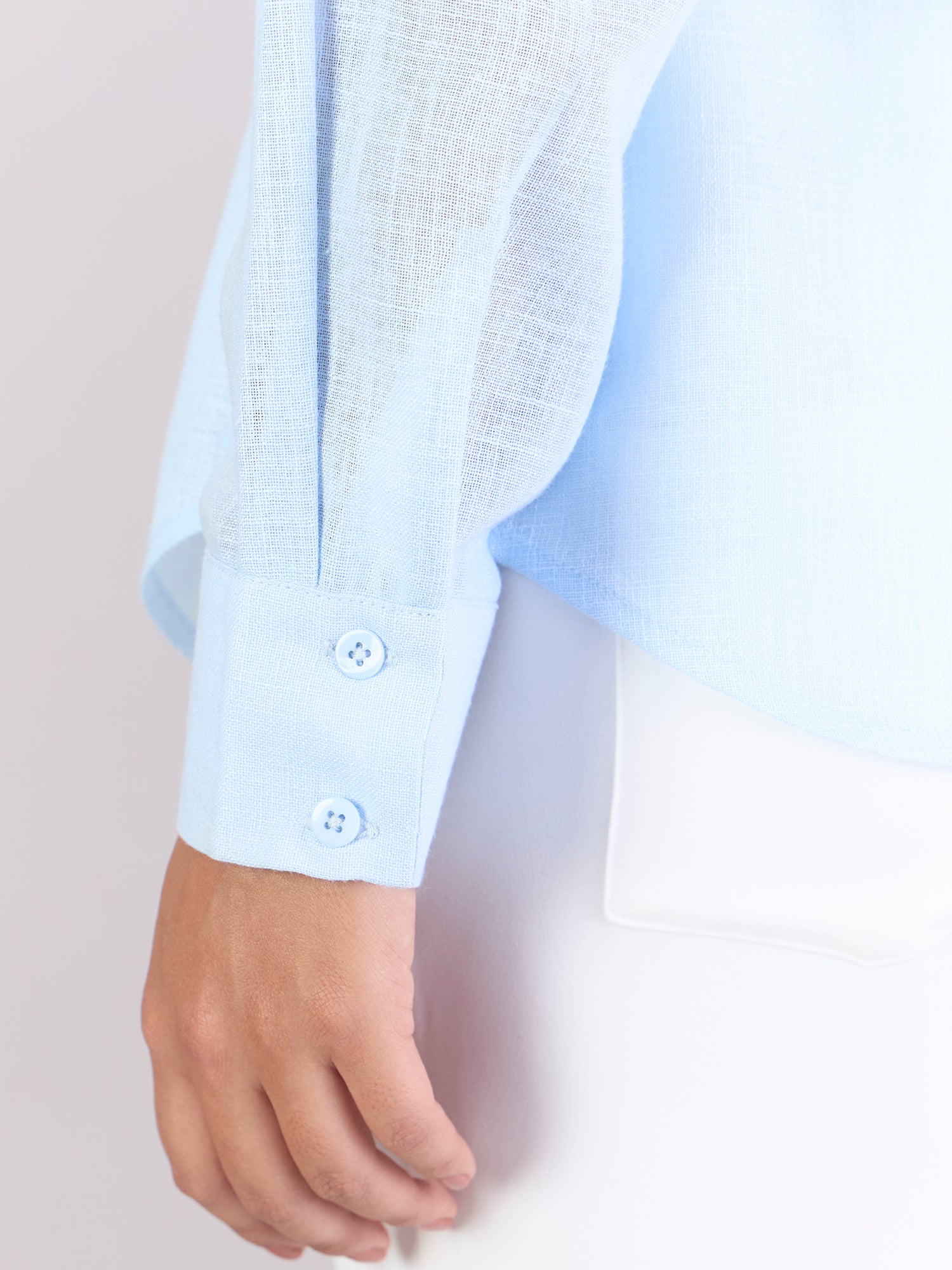 Sky-Blue Lightweight Button-Up Soft Textured Shirt