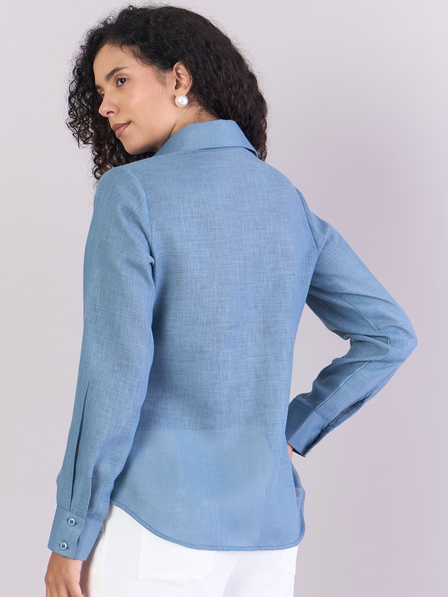 Dusty-blue Lightweight Button-up Soft Textured Shirt