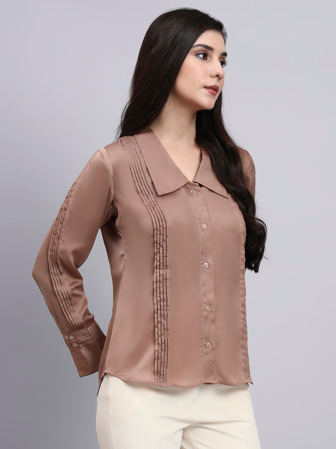 Women Modern Pintuck Detailing Full Sleeve Shirt