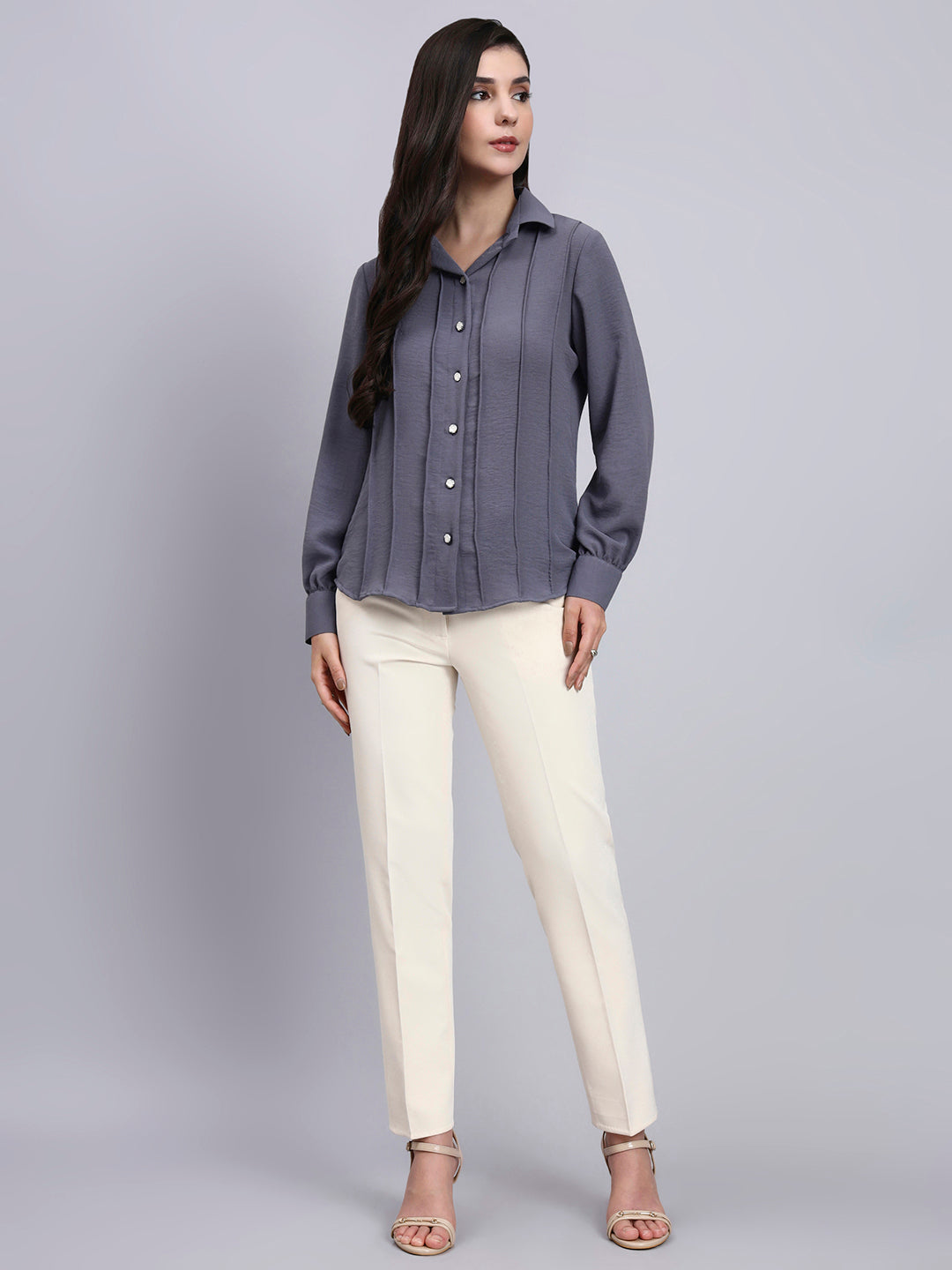 Women Modern Vertical Seam Detailing Full Sleeve Shirt