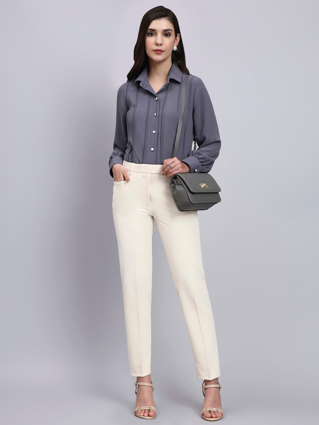 Women Modern Vertical Seam Detailing Full Sleeve Shirt