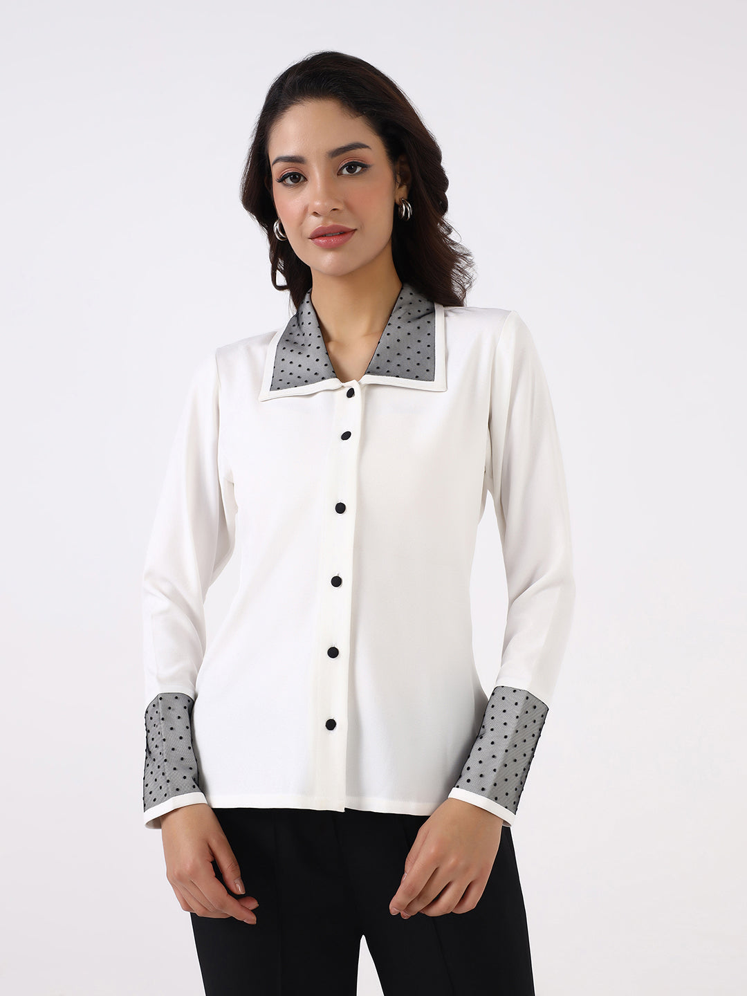 Women Classic white shirt with black flared Trousers