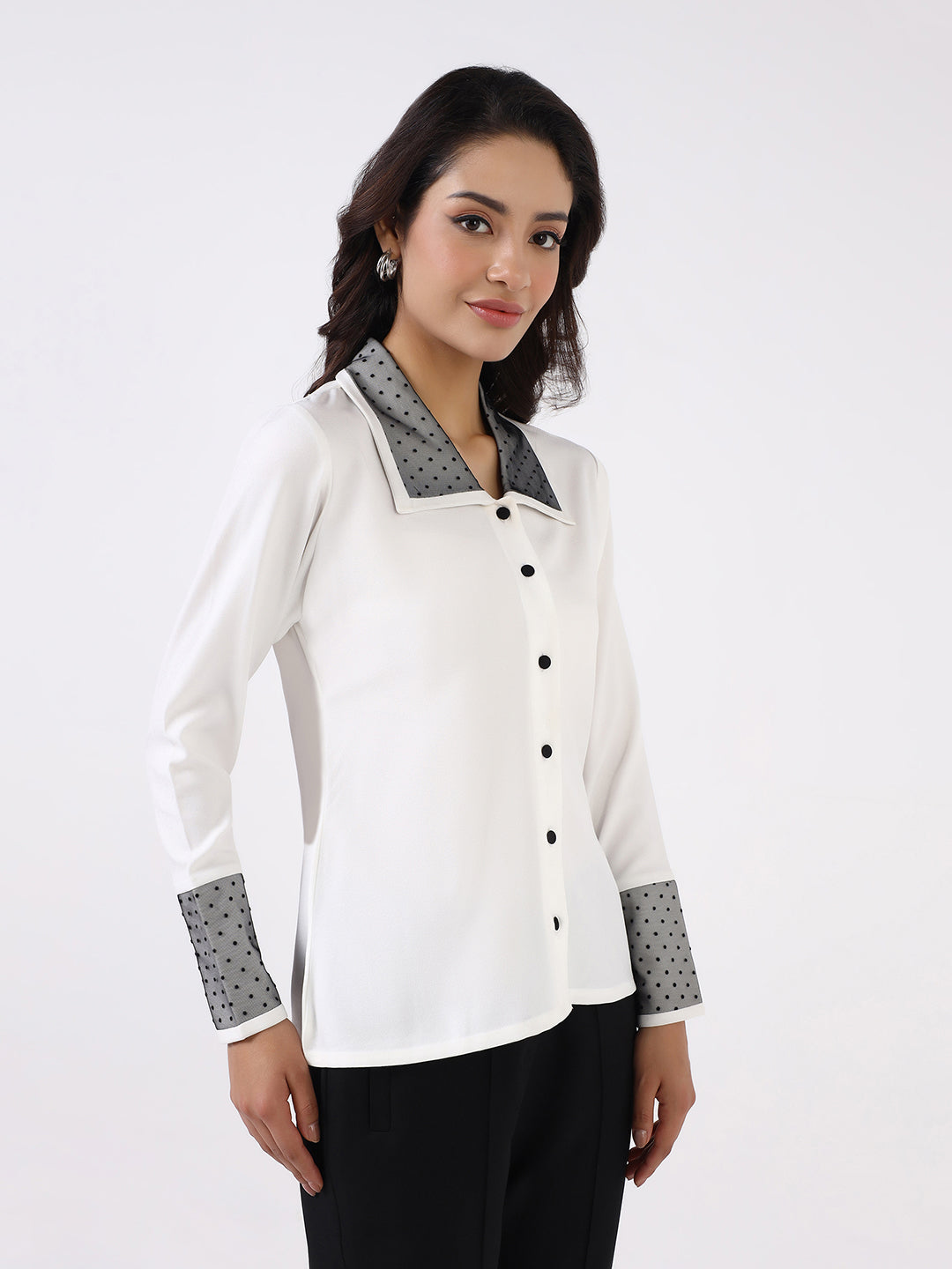 Women Classic white shirt with black flared Trousers