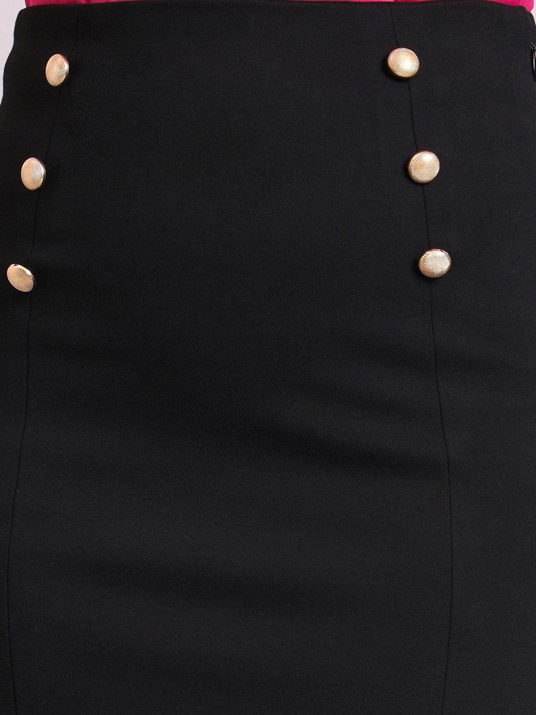 Women Black 4-Way Stretch Pencil Skirt