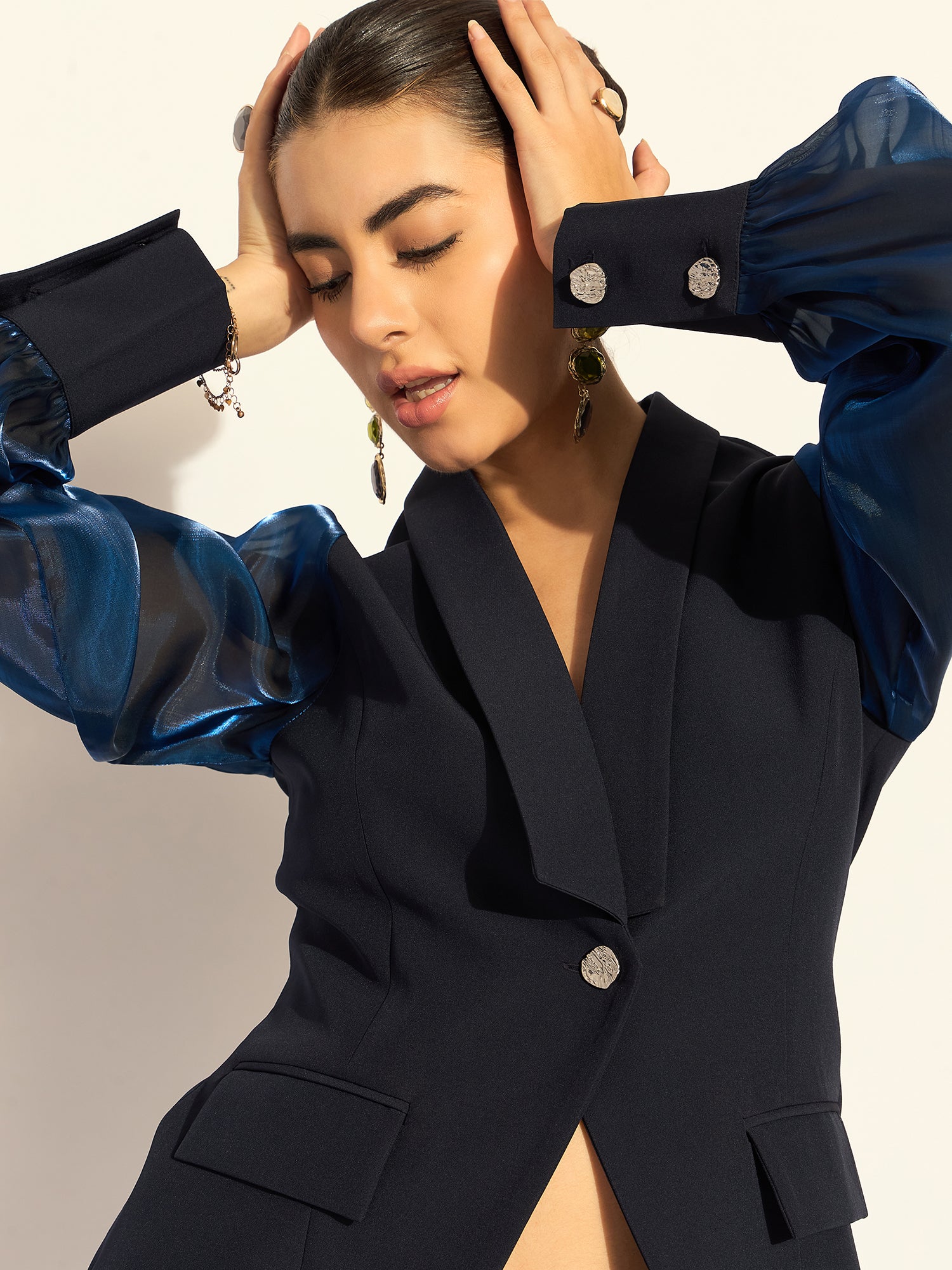Women Lapel Collar Long Sleeves Shirt Style Top
