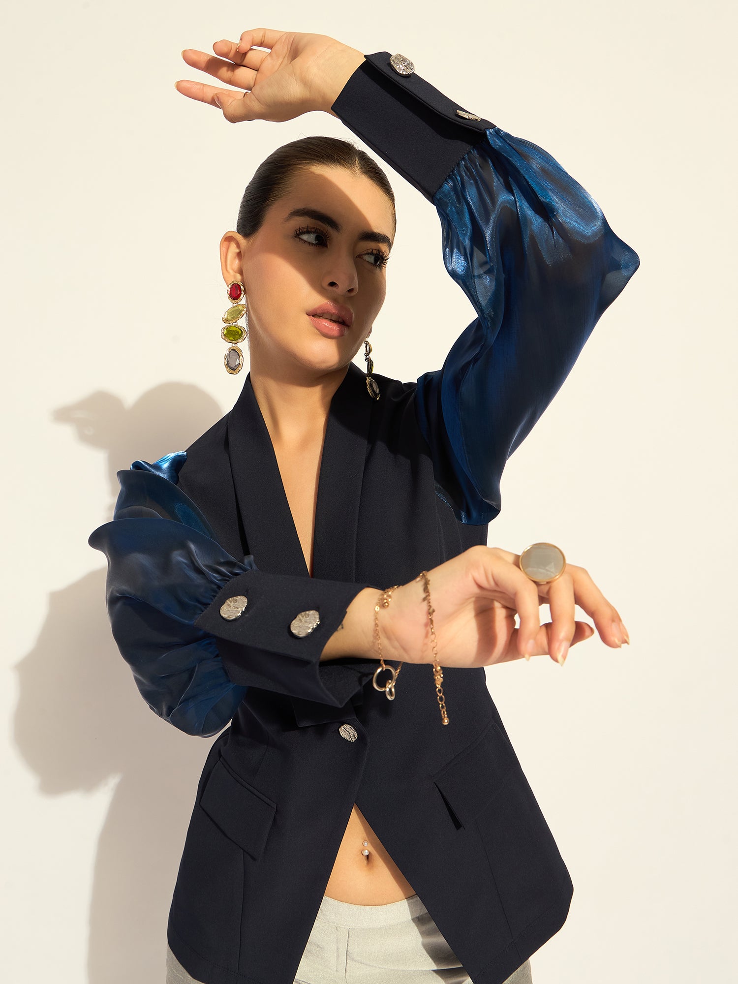 Women Lapel Collar Long Sleeves Shirt Style Top