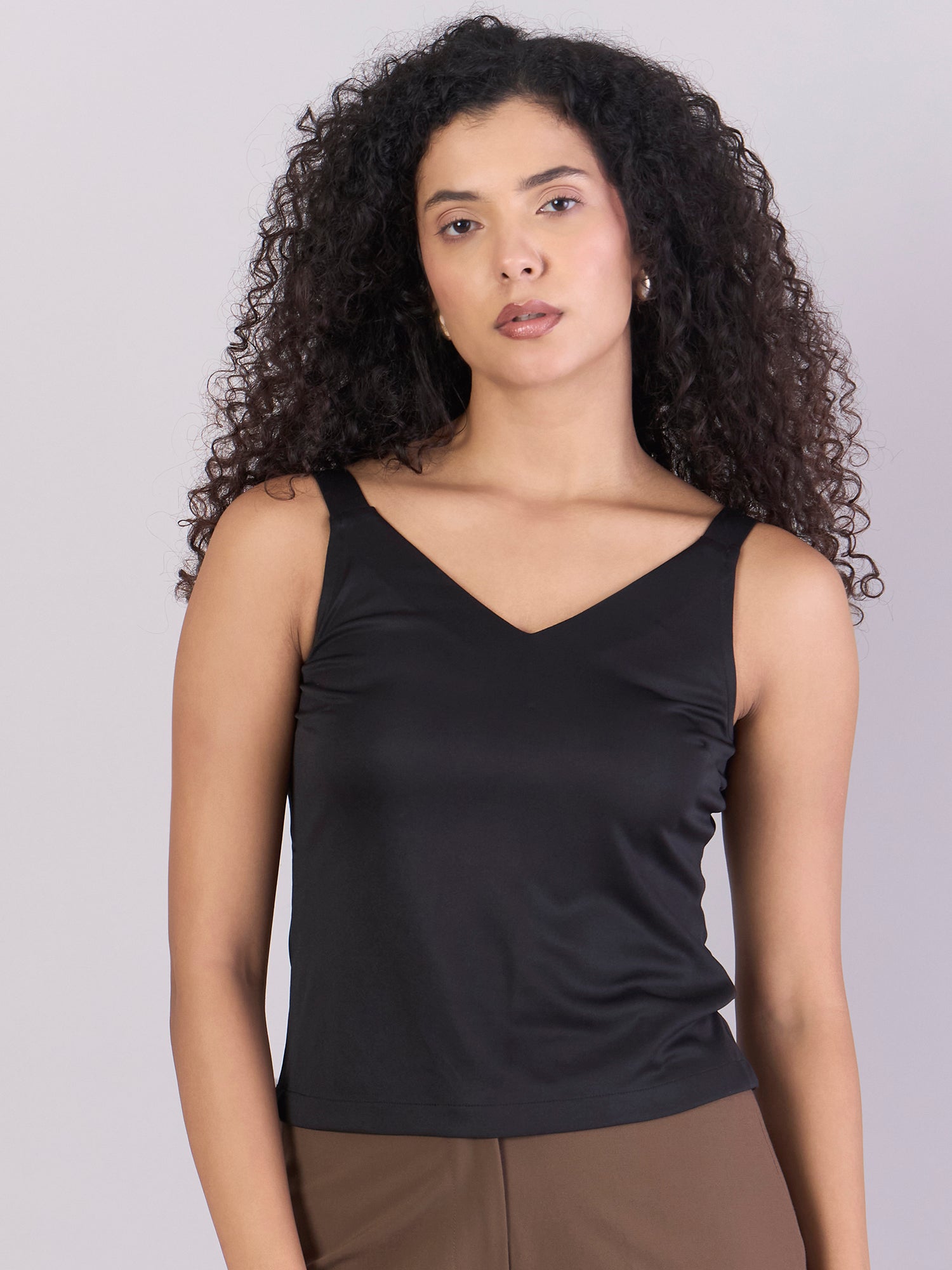 Abstract-Print Mesh Styled Cropped Top In 4-Way Stretch With Camisole