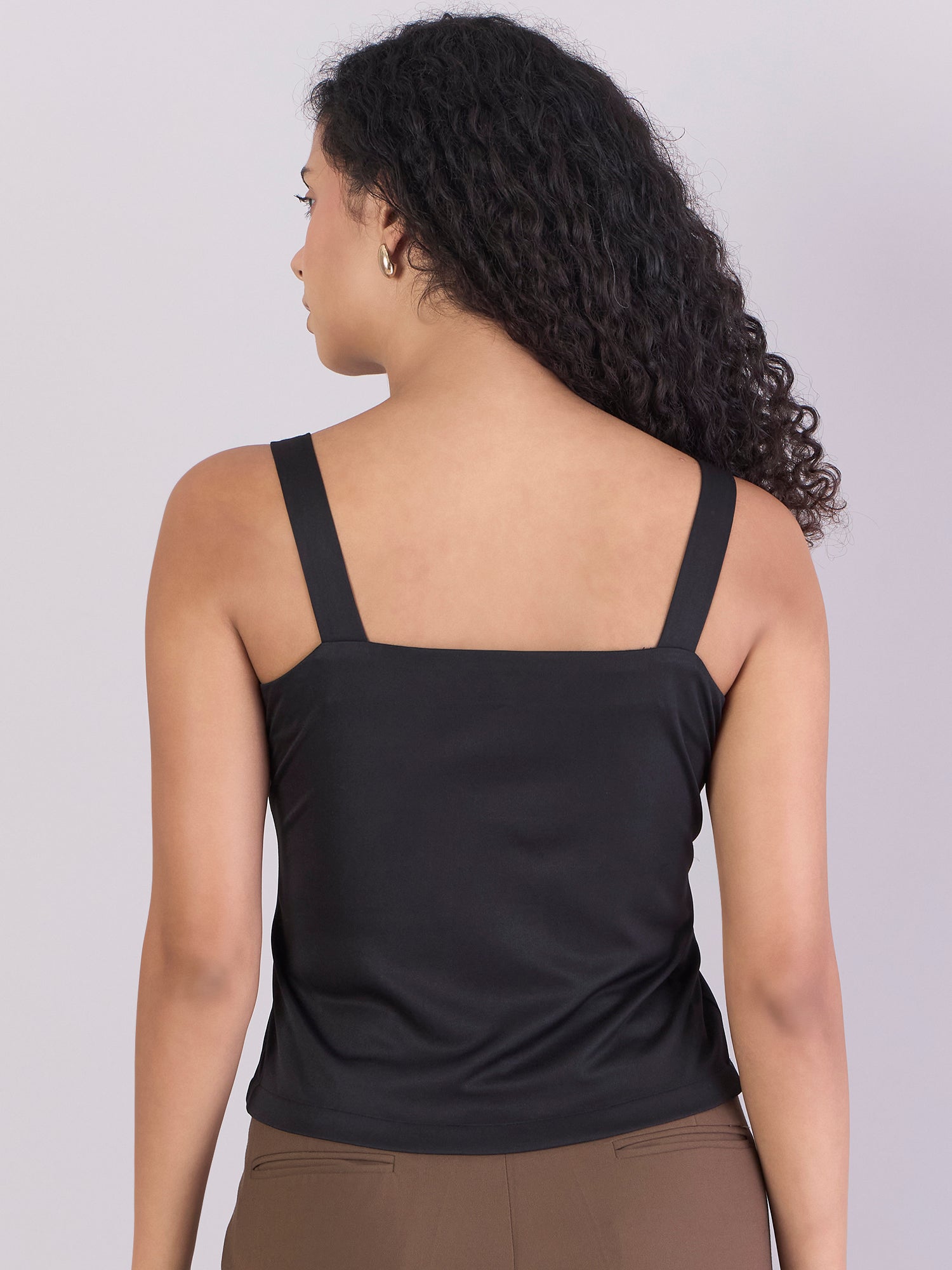 Abstract-Print Mesh Styled Cropped Top In 4-Way Stretch With Camisole