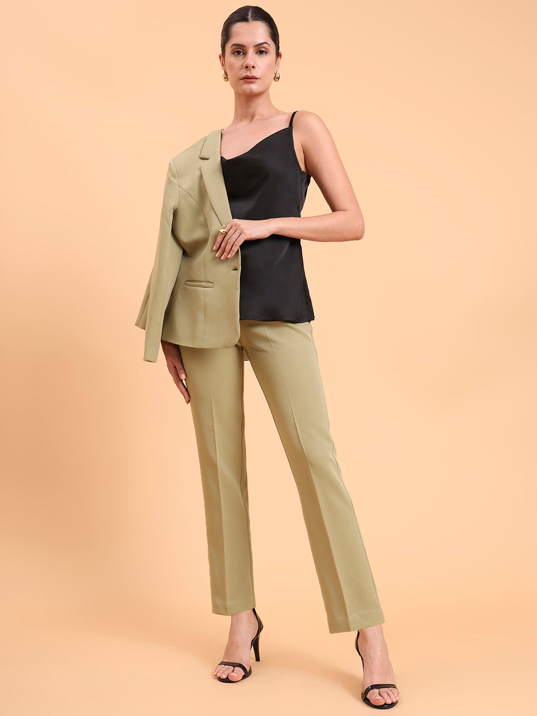 Black Cowl Neck Satin Tank Top