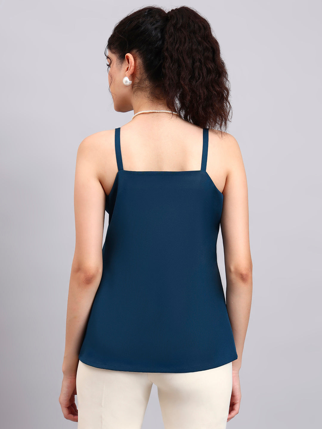 Teal Green Square Neck Sleeveless Camisole