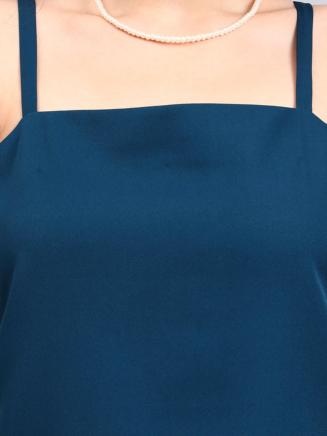 Teal Green Square Neck Sleeveless Camisole