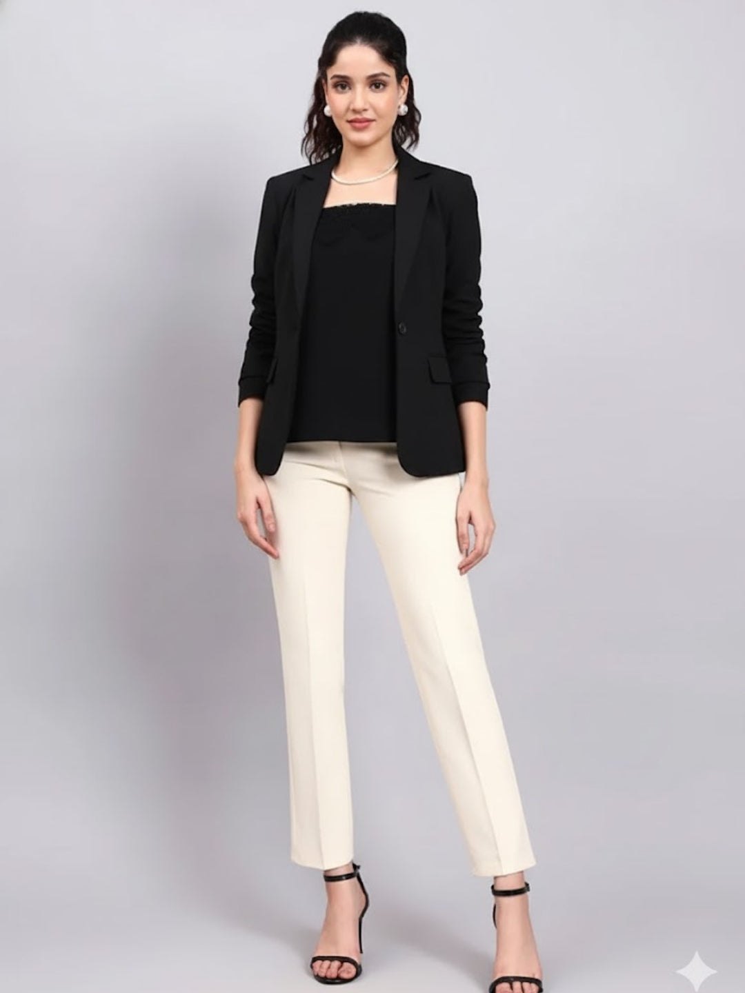 Black Lace-Trim Camisole-Perfect to Pair with Blazers