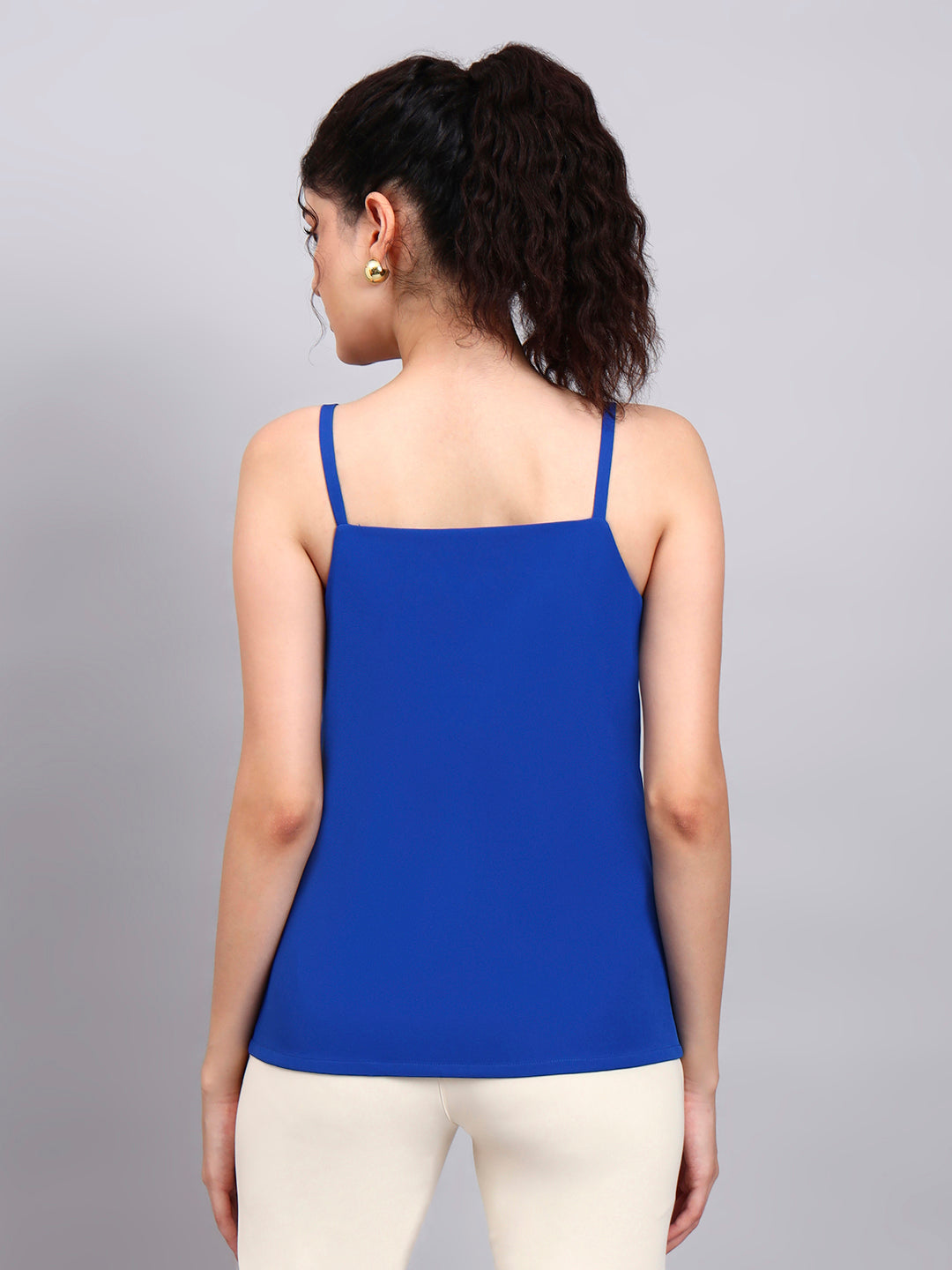 Elegant Cobalt Blue Sleeveless Camisole with Square Neckline